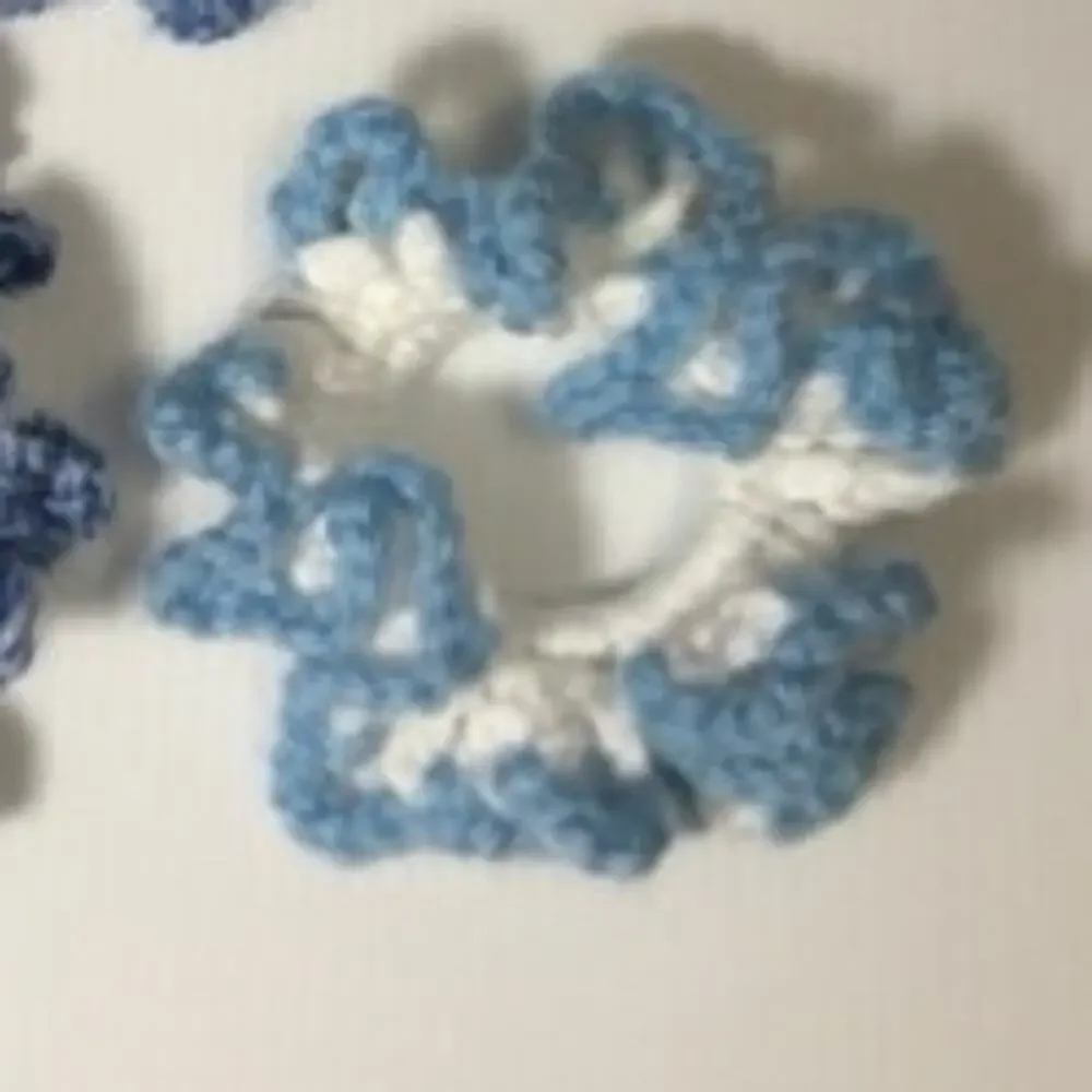 NWT Blue White Handmade Crocheted Hair Scrunchie by Dawny Set of 3